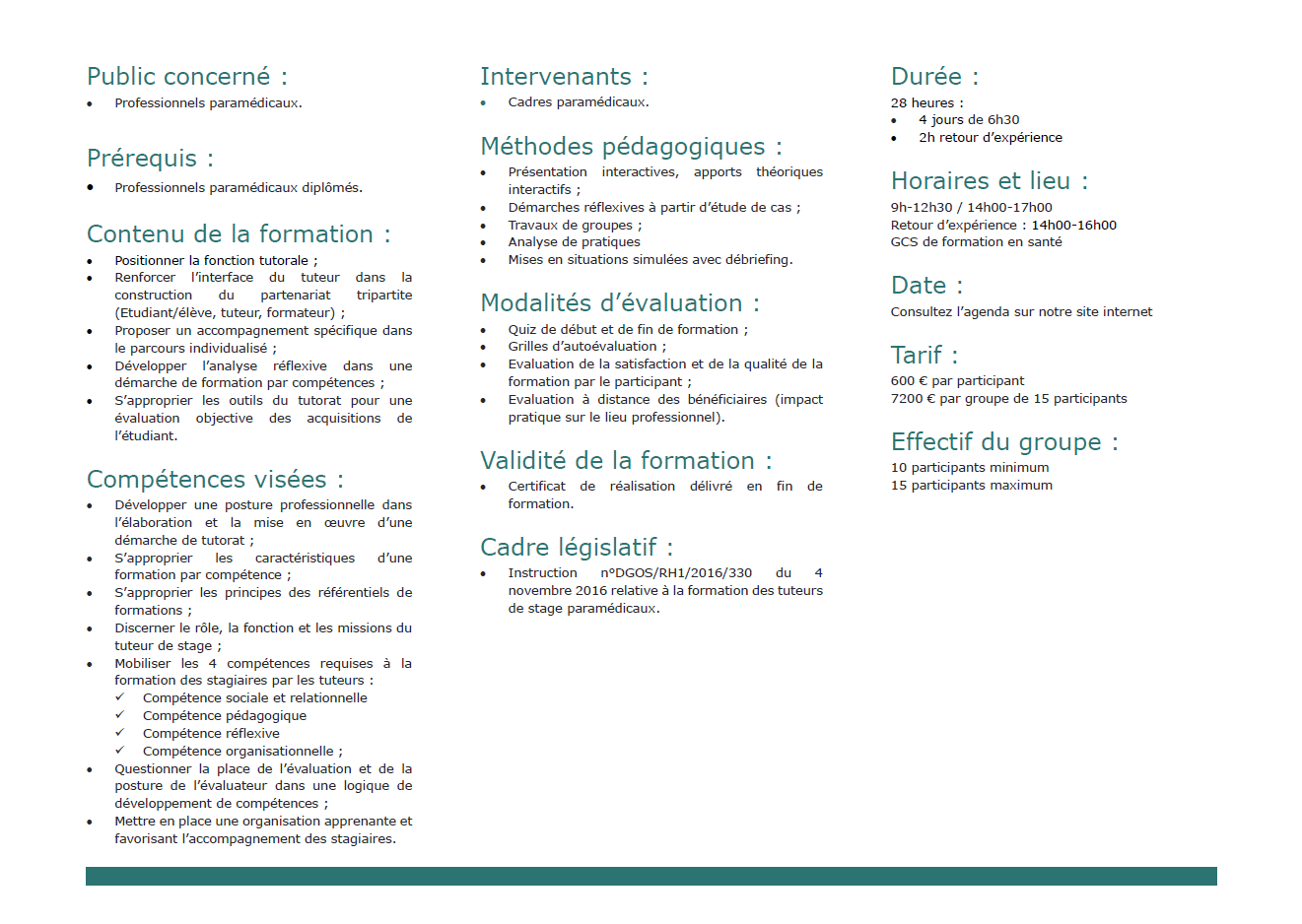 tuteurs de stages paramedicaux